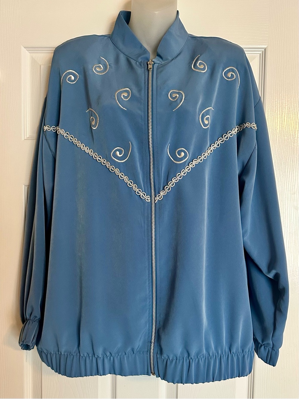 Vintage Women's Blue Embellished Track Zip Jackets